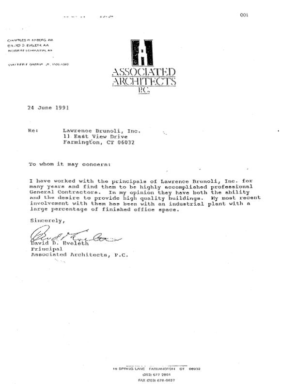 Original historical letter for Associated Architects — Farmington, CT