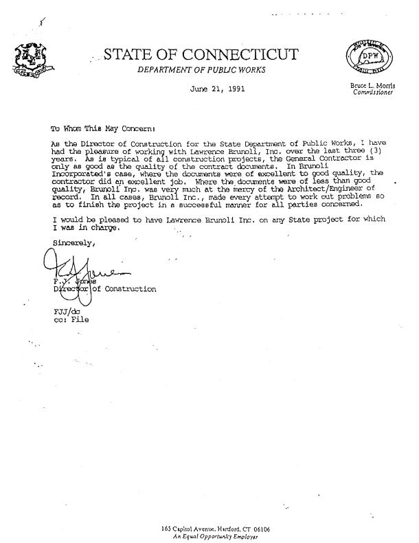 Original historical letter for DEPARTMENT OF PUBLIC WORKS — STATE OF CONNECTICUT